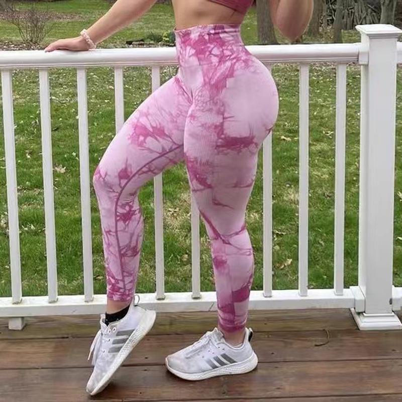 Seamless Tie-Dye High Waist Peach Hip Yoga Leggings
