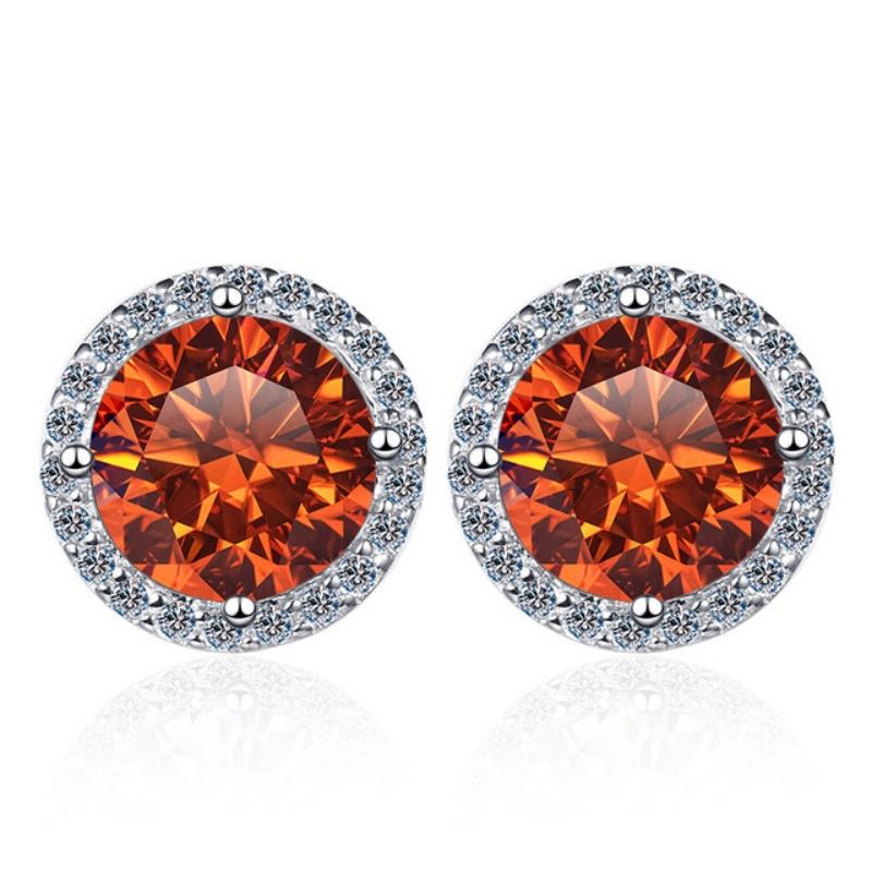1CT*2 D VVS1 Multi-color Moissanite S925 Earrings Exquisite Jewelry for Women To Shine At Weddings and Parties GIFT Retro