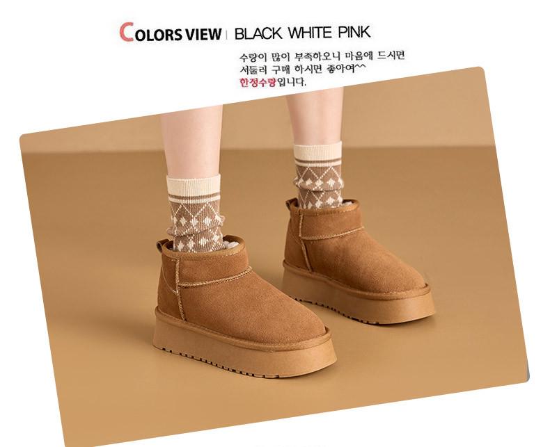 Women's Winter Suede Fleece-Lined Short Boots - Thick Sole, Warm, Fashionable, Casual, Trendy Cotton Boots.