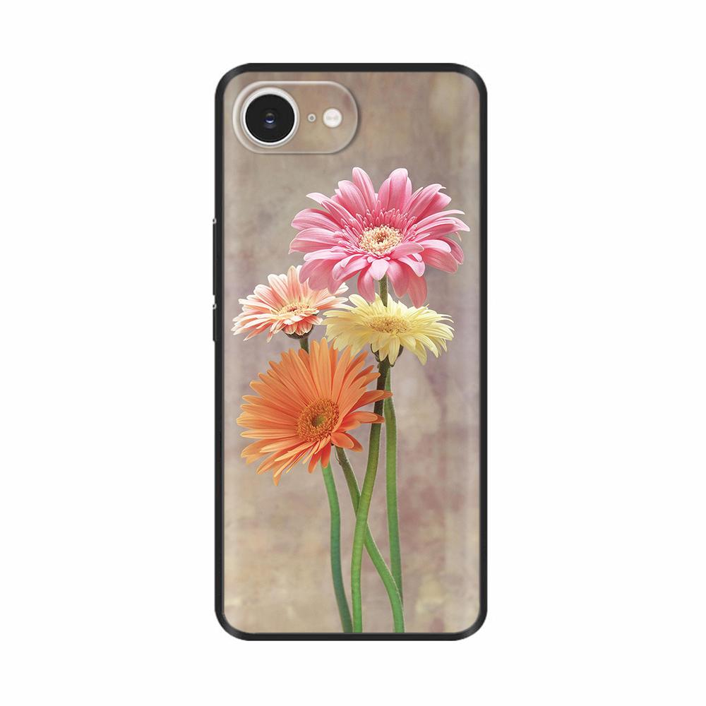 For iPhone 16E Case Fantasy Flower Black Phone Case For iPhone16E / iPhone SE 2025 Soft TPU Shockproof Back Cover Fundas Housing