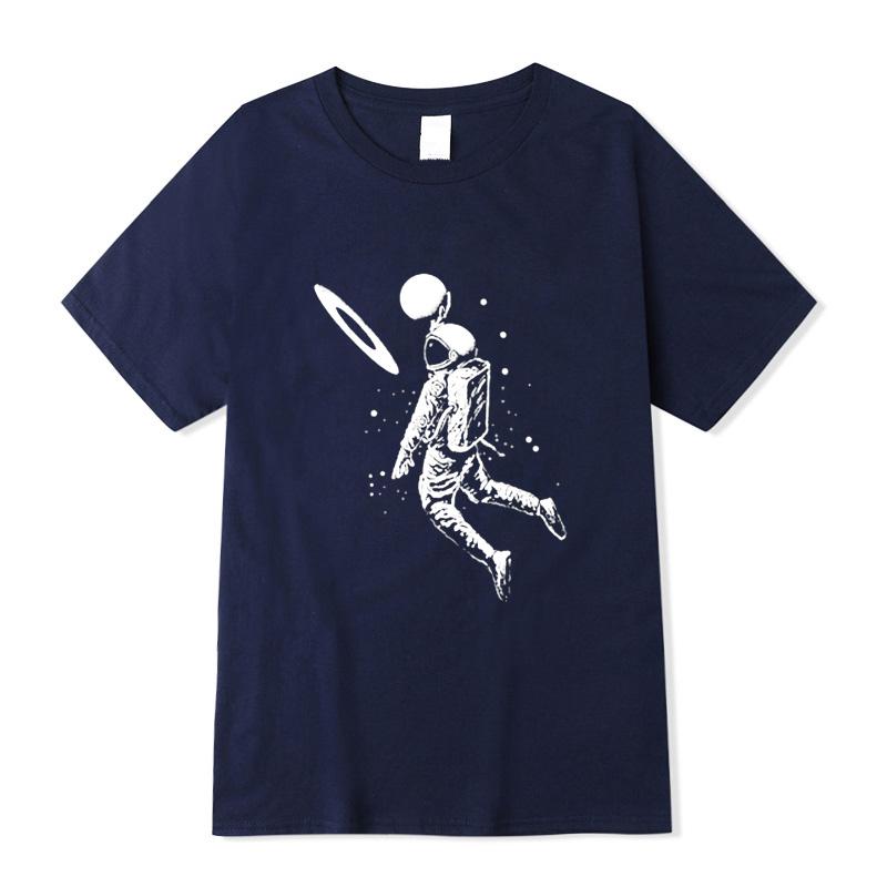 

Men s T-shirt High Quality 100% Cotton Funny Moon Astronaut Print Summer Casual Loose Men Tshirt O-neck Male T-shirt Tees Tops 4XL