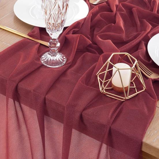 Color Tulle Table Runner French Sheer Mesh Long Rectangle Wedding