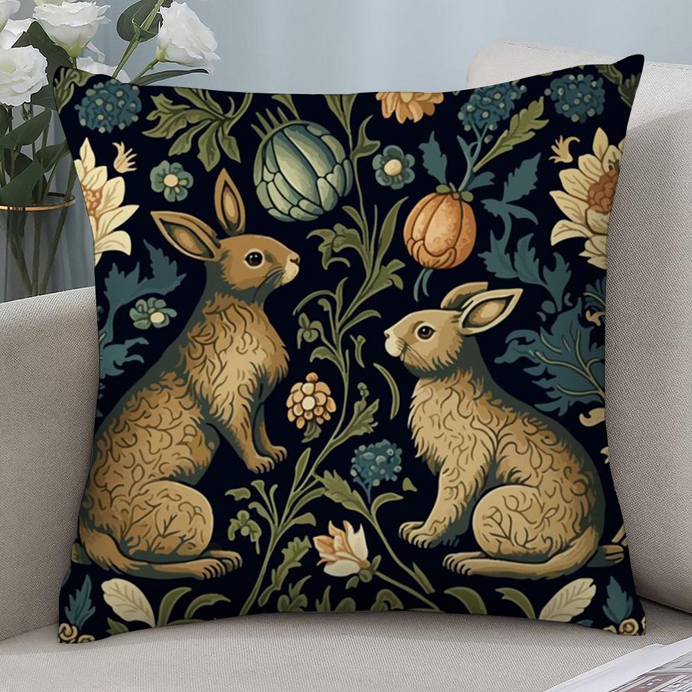 Rabbit Retro Decorative Pillow Case Short Plush Sofa Decorative Gift Home Double-sided Printing Cushion