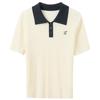 San Cai Women's Contrast Lapel Knit Polo Shirt