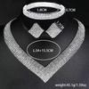 3Pcs Fashionable Rhinestones Necklaces Earrings Jewelry Set Women'S Wedding Accessories Gift