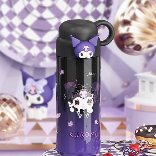 Sanrio Hello Kitty Stainless Steel Water Bottle, Cute Cartoon Thermos, Vacuum Insulated, Portable Cup, Dual-Use Lid, Easy to Clean, Perfect for Commut