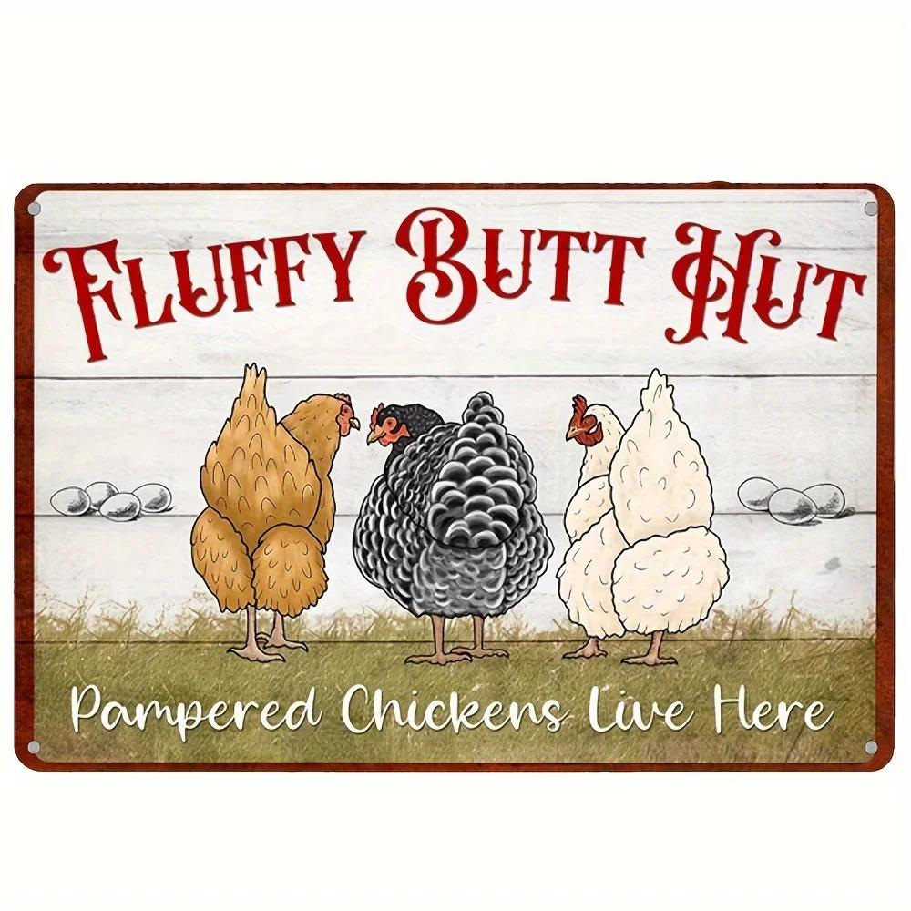Verrücktes Hühnerstall-Schild im Retro-Stil, Willkommensschild aus Metall und Aluminium, lustige Bauernhaus-Deko, perfekt für Hühnerstall oder Küche, Geschenkidee für Bauernhöfe, Wanddekoration