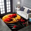 Vintage Floral Tulip Patterned Floor Mat, Non-slip, Machine Washable, Suitable for Living Rooms, Bedrooms, and Home Décor.