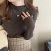 Women's Ruffled Half-High Collar Knitted Top - Stylish Spring/Autumn Base Layer Sweater, 2026 New Style