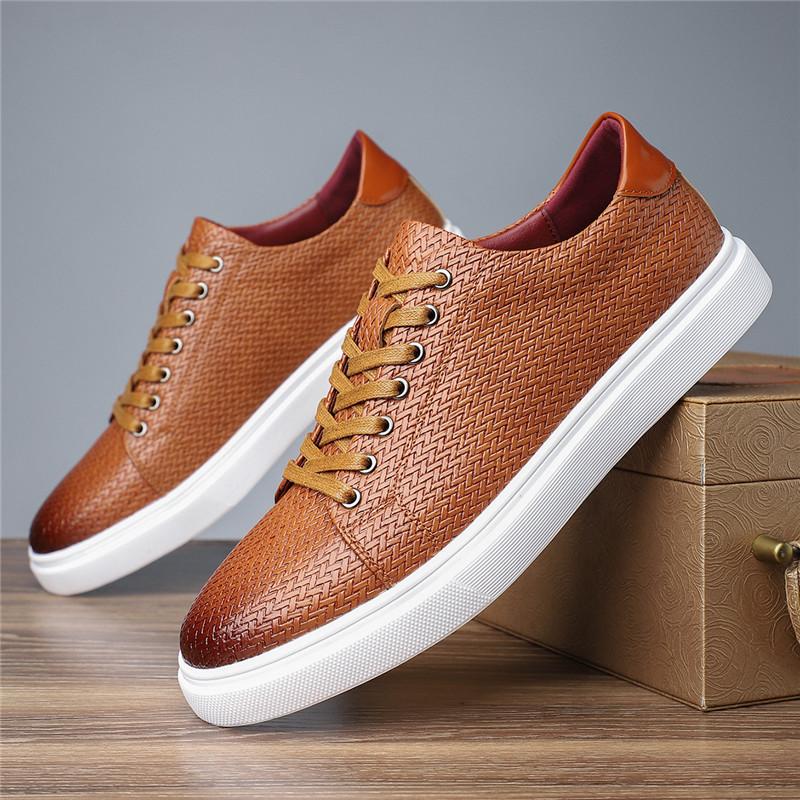 Fashion New Luxury Designer Men's Knit Pattern Lace Up Business Leisure Shoes Male Walking Dress Wedding Footwear Zapatos Hombre