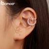 BAMOER 1PC 925 Sterling Silber Stern und Mond Ohr Manschette Pave Fassung CZ Glänzende Ohrclip für Frauen Geburtstagsgeschenk Feiner Schmuck