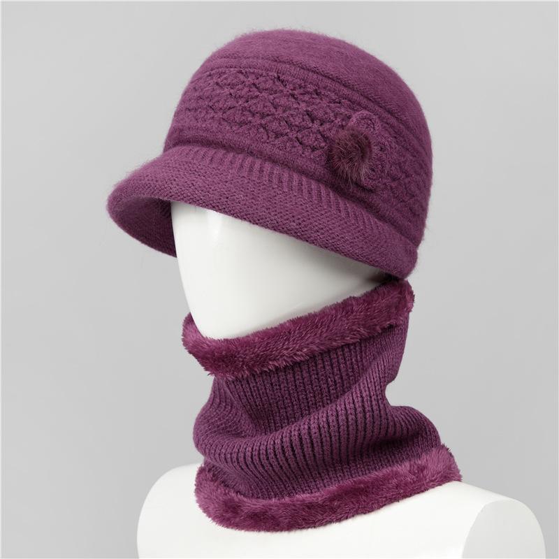 Hat female winter thermal hat piled thick knitted wool hat mother-in-law cotton hat
