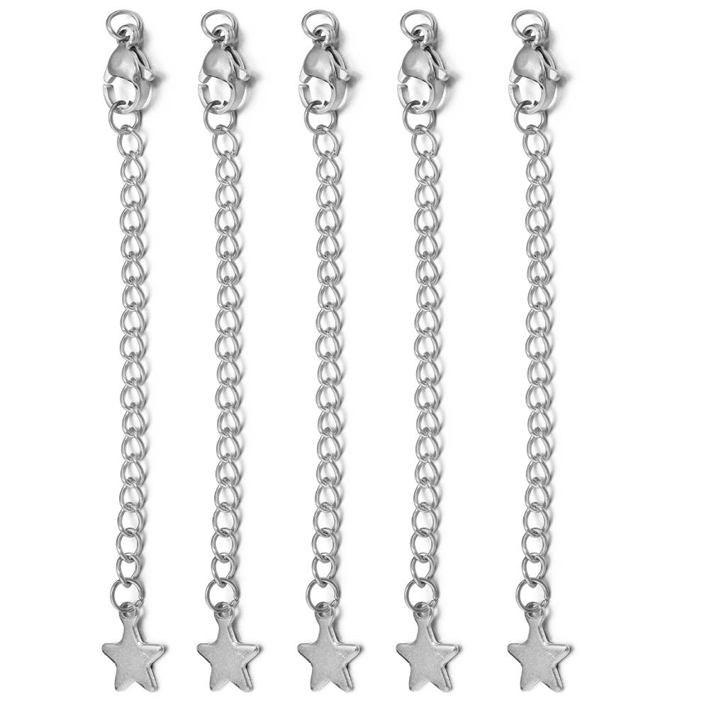 10pcs/lot Stainless Steel Extension Chains Link Jump Rings Lobster Clasps Connectors For Bracelets Necklace DIY Jewelry Making