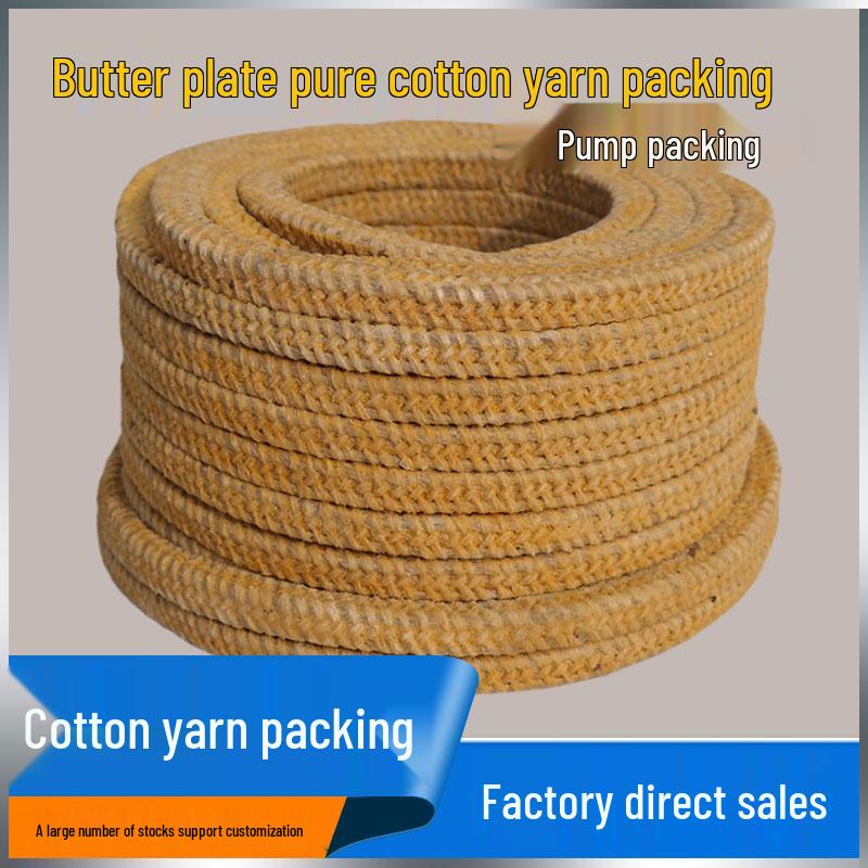 High-Temp Yellow Grease Oil-Impregnated Graphite Packing Rope, 68-12468mm Cotton Yarn Packing 6mm*6mm 10KG Roll