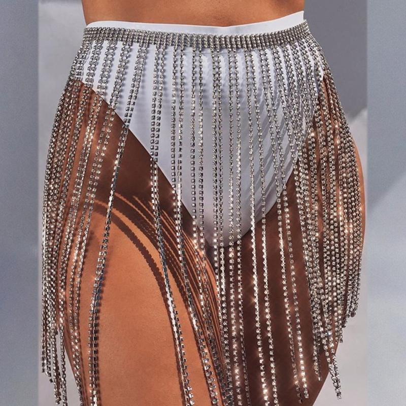 Gold Silver Waist Chain Bright Dance Skirts Jewelry for Parties Festivals