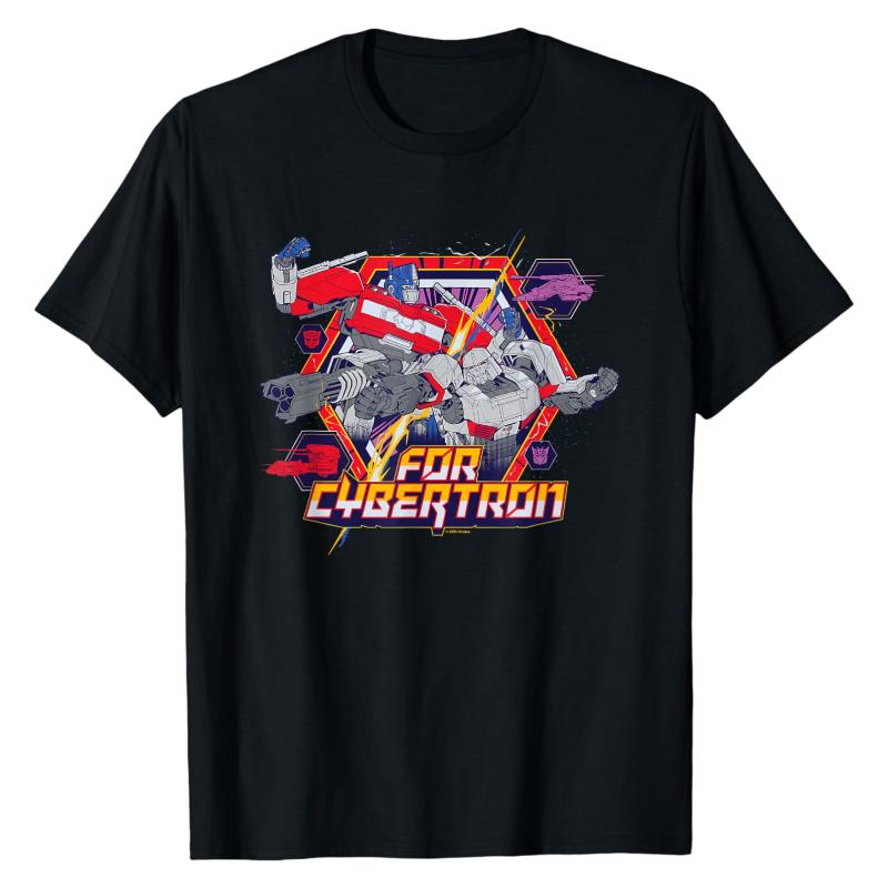 

Transformers Cybertron Battle TShirt Optimus Prime Megatron Robot Print 100 Cotton Crew Neck Casual Fashion Street Tops S