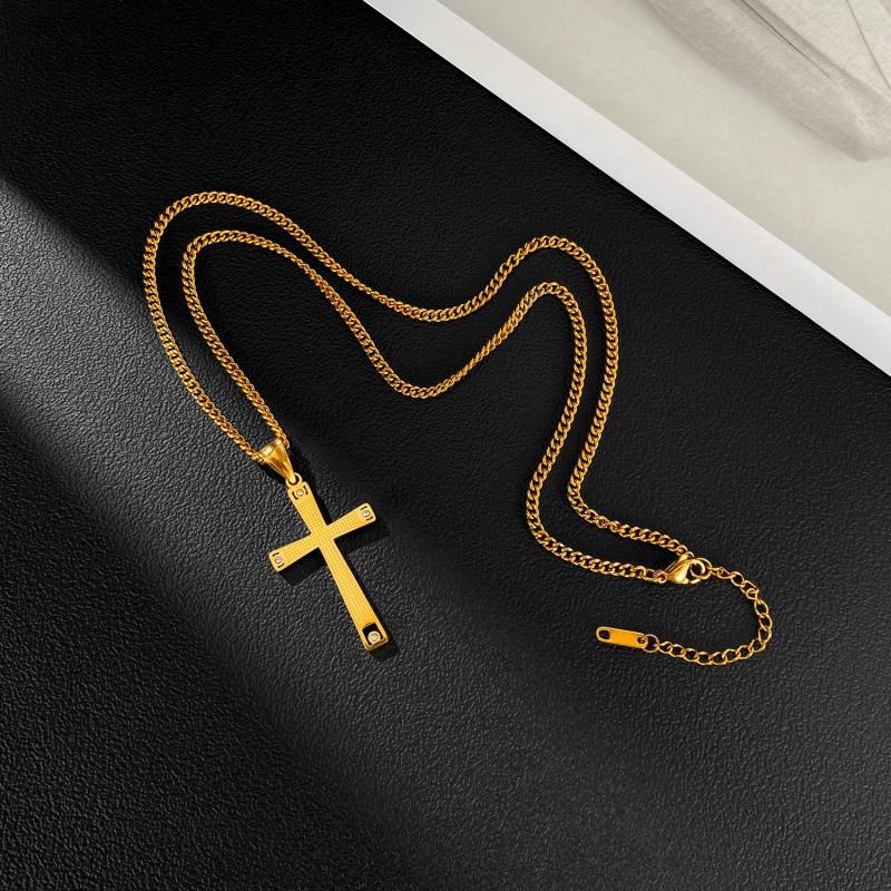 Necklace Men's Stainless Steel Personalized Fashion Trend Cross Pendant Titanium