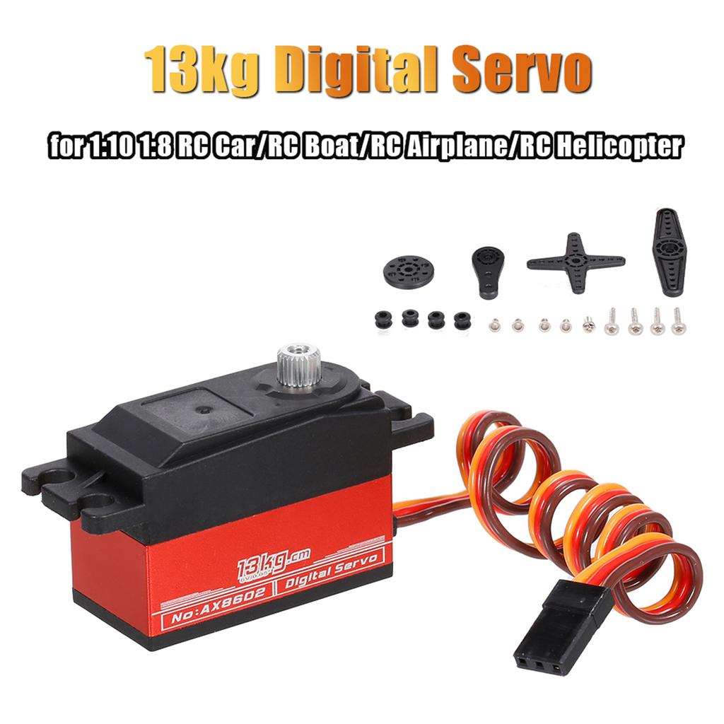 13KG Digital Servo RC Servo High Torque Metal Gear Splash Proof Servo for 1 10 1 8 RC Car RC Boat RC Airplane RC