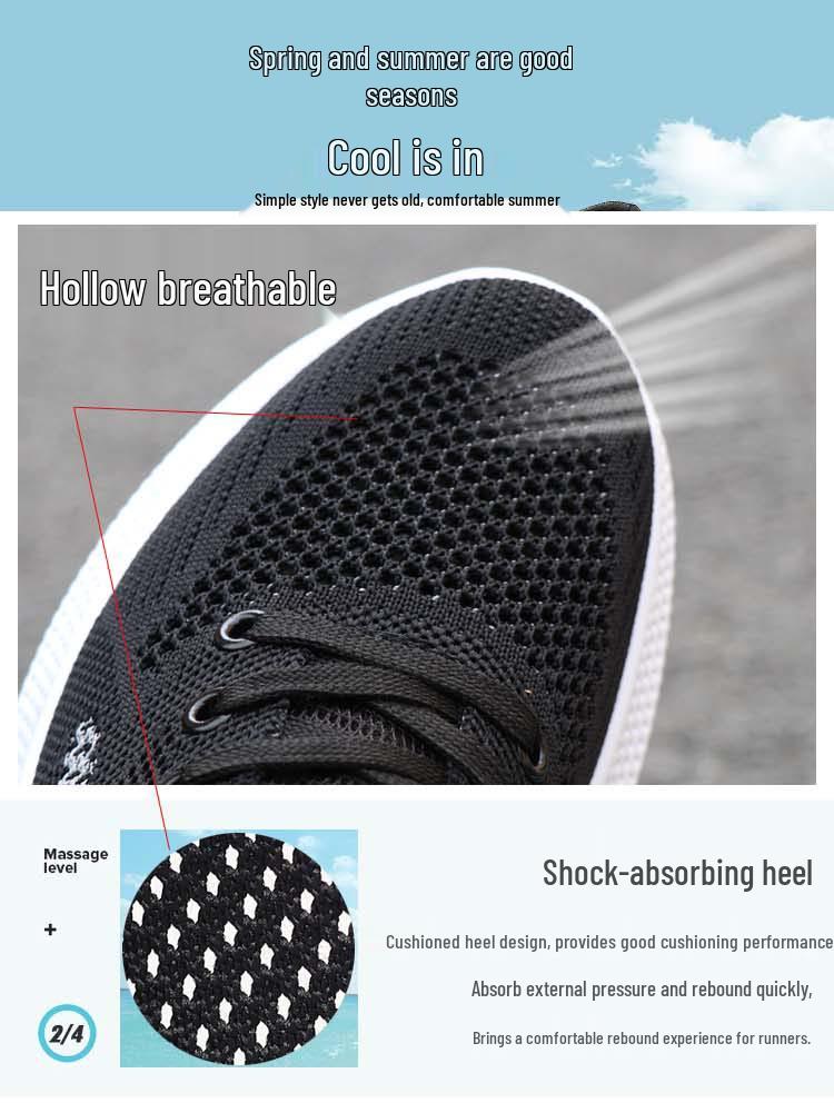 Men's Black Breathable Casual Running Shoes with Soft Mesh Soles