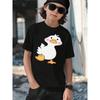 European Sizes Casual Black T-Shirt for Boys Featuring an Adorable Cartoon Duck Design, Suitable for Kids