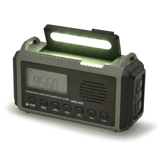 Multifunctional Emergency Radio with Solar Panel Hand Crank USB Charging AM FM SW NOAA Weather 3.5mm Headphone Jack SOS