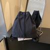 Schoolbag Korean ins Simple Couple Bag Large Capacity Bucket School Bag Nylon Backpack Drawstring Strap One Shoulder Crossbody Bag