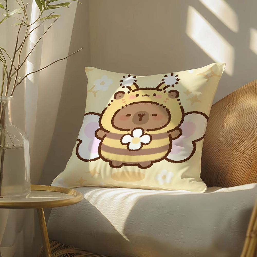 Cute C-Capybara Cushion Cover Soft Short Plush Pillow Cover Smooth Cozy Texture Aesthetic Cushion Case Home Decor