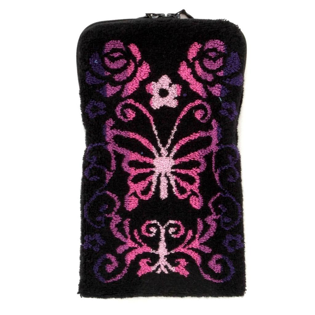 ANNA SUI Zippered Towel and Bottle Case with Gradient Butterfly Embroidery (Purple) Women's 001082-0001-03