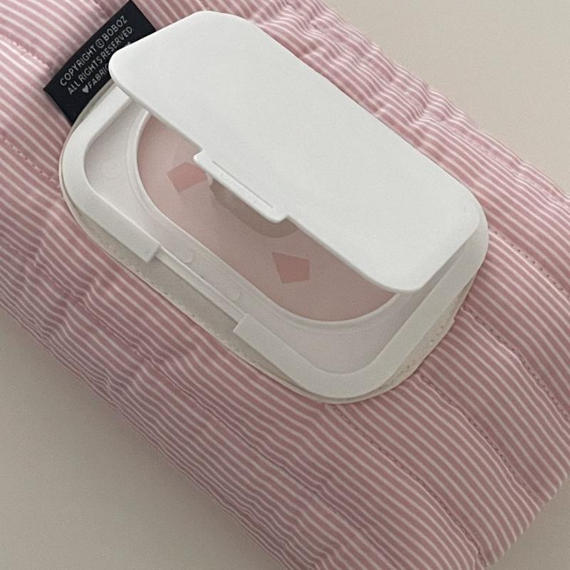 New Striped Quilted Wet Wipe Pouch Portable Pull Out Tissue Bag Multipurpose Wet Tissue Case Living Room Organizer