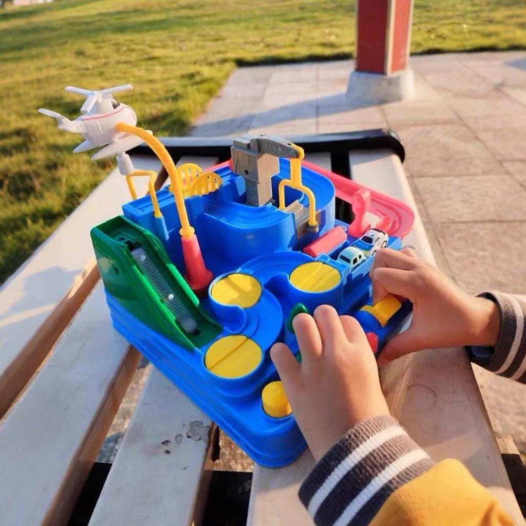 Non-Toxic Racing Rail Car Model Educational Toys Children Track Adventure Game Brain Mechanical Interactive Train Animals Space Rocket Toy