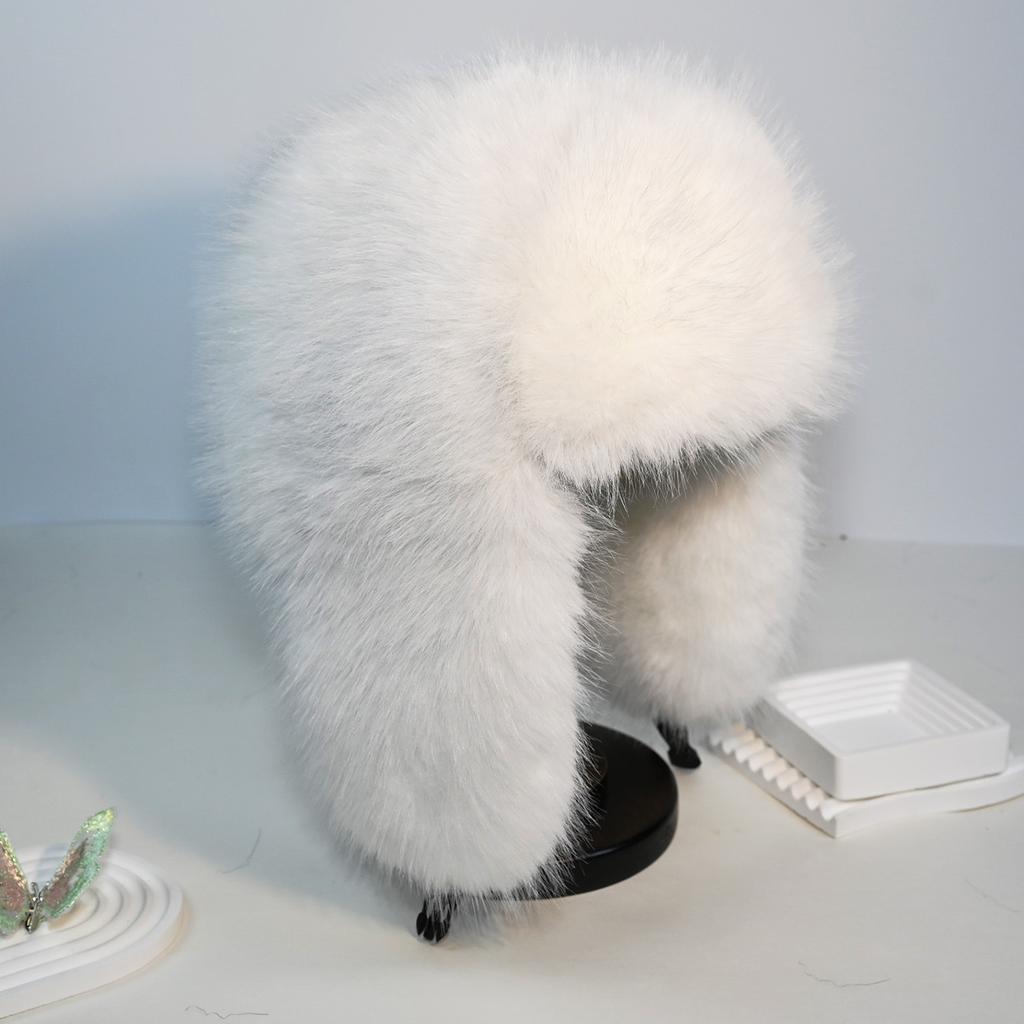 Winter women's thickened warm windproof faux fur fox fur ear-protecting plush hat