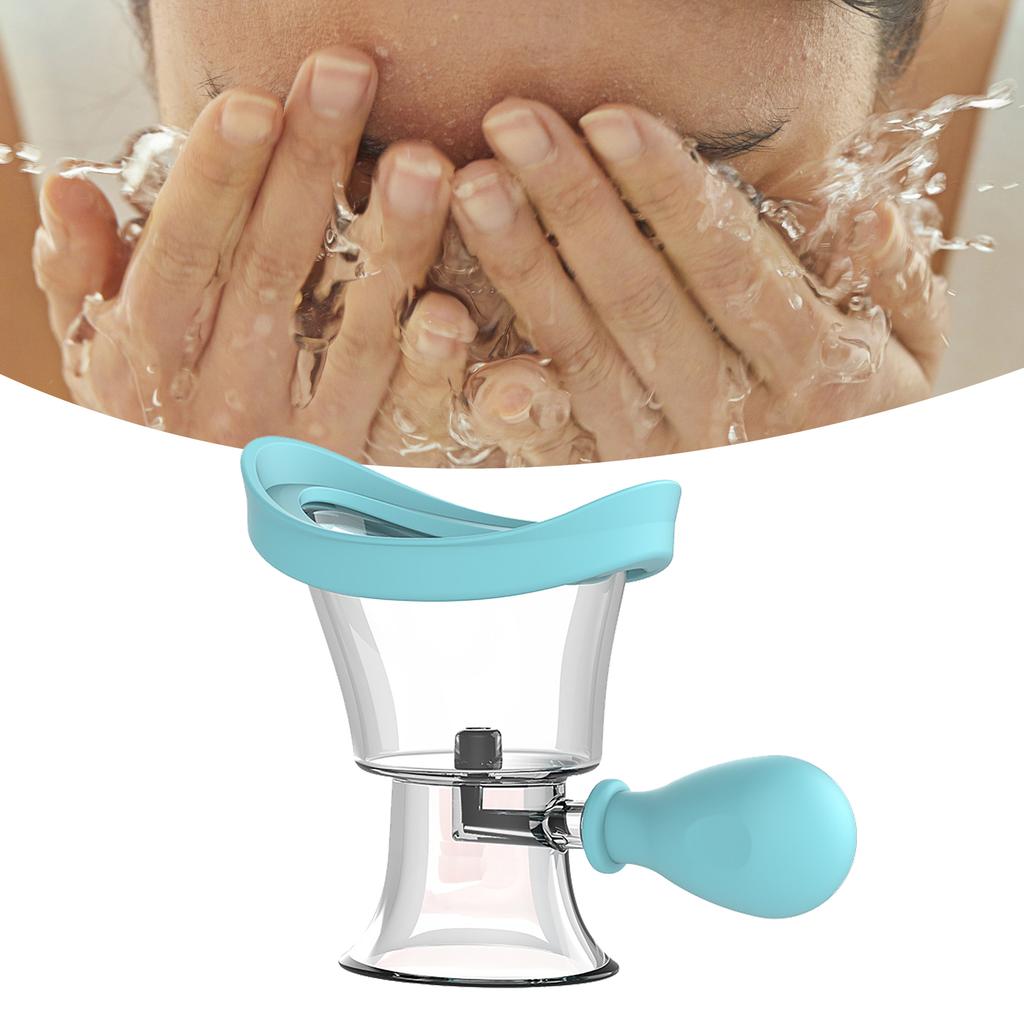 Taza para Lavado de Ojos Silicona Enjuague Limpiador Ergonómico Manual Presión de Aire Apriete Herramienta de Limpieza Azul
