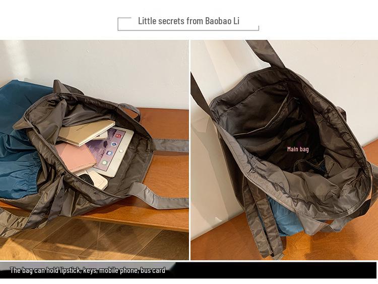 Korean Style Foldable Waterproof Polyester Drawstring Backpack - Large Capacity Shopping Bucket Bag