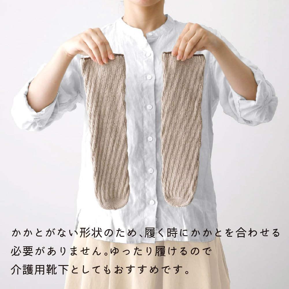 Alphax Women's THE AREA Heelless Socks, Fits Any Foot, Gray, Made In Japan