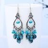 Fashion Ethnic Vintage Boho Knot Drop Dangle Earrings Women Carved Geometric Beads Tassel Earrings Antique Copper Color Zircon