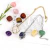 Crystal Rough Stone Handmade Adjustable Stainless Steel Metal Bamboo Mesh Pocket Necklace Woven Pendant N683