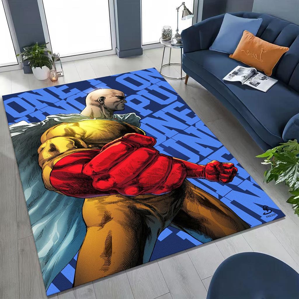 Anime One Punch Man Saitama Cartoon Cartoon Rug for Bedroom Living Room Sofa Home Doormat Decor,Kids Play Non-slip Floor Mat