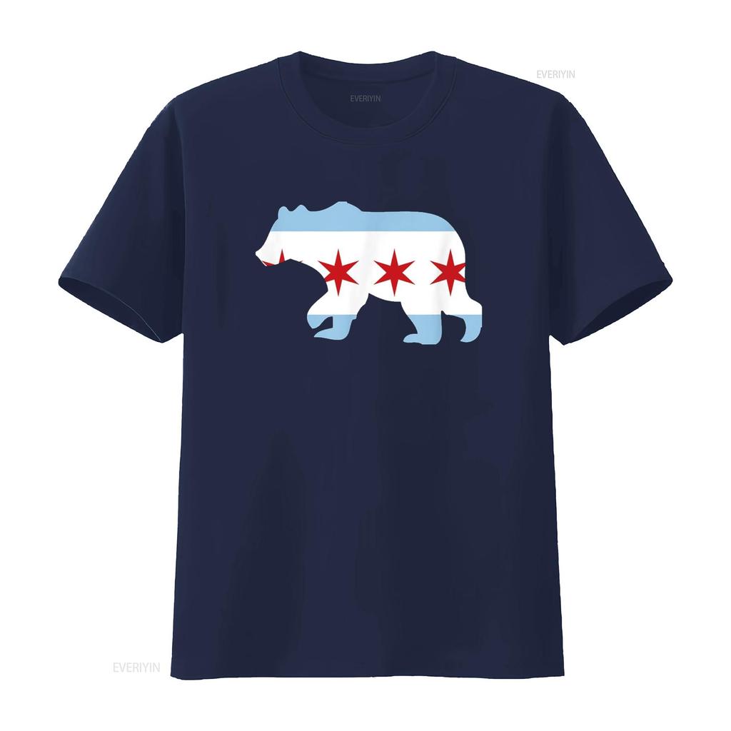 BEAR Chicago Flaggen Stadt T-Shirt vintage gewaschen leicht vielseitig Unisex Mann bequem atmungsaktiv weich Mode Streetwear