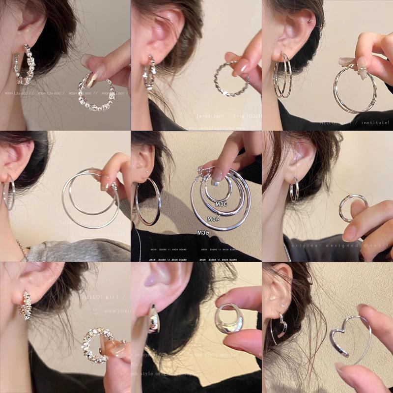 2025 Trendy 925 Silver Hoop Earrings: High-End European & American Style for Women