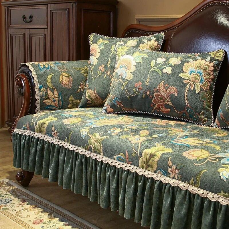 

Роскошный чехол для дивана из жаккардовой ткани, высококачественный чехол для дивана из синели, противоскользящая подушка, европейский комбинированный чехол, чехол для мебели 1pc Armrest 60x60 cm