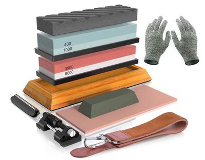 3000/8000 Professionele Messenslijper Set, Slijpstenen Met Antislip Bamboe Basis, Keukengereedschap Wetsteen Kit, 400/1000