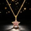 Elegant Charm Female White Pink Zircon Stone Star Pendant Necklace Gold Color Wedding Jewelry For Women