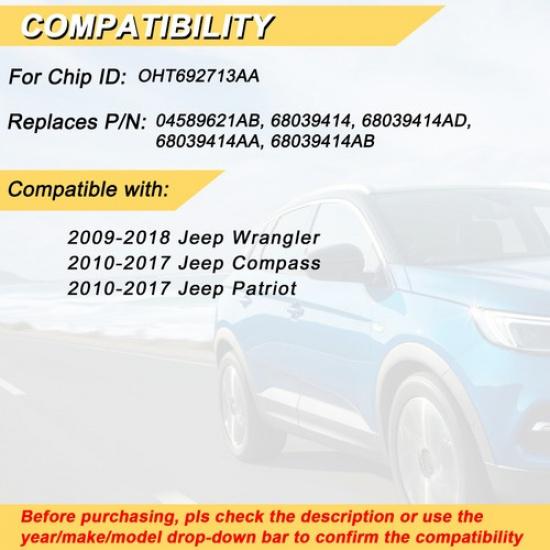 For 2009 2010 2011 2012 2013 - 2018 Jeep Wrangler Car Remote Key Fob OHT692713AA