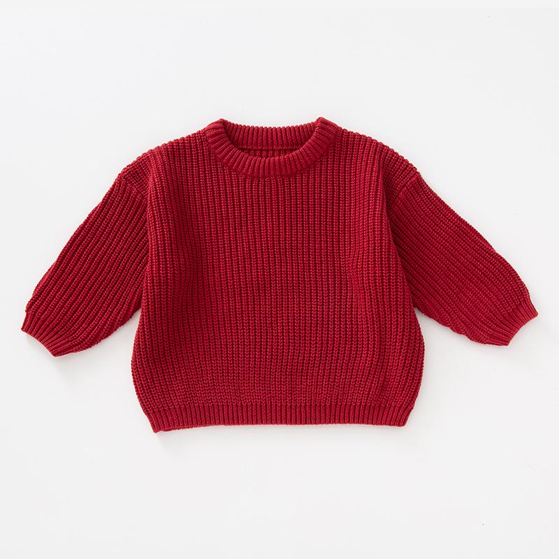 Hot Selling Girls' Solid Color Knit Pullover Sweater