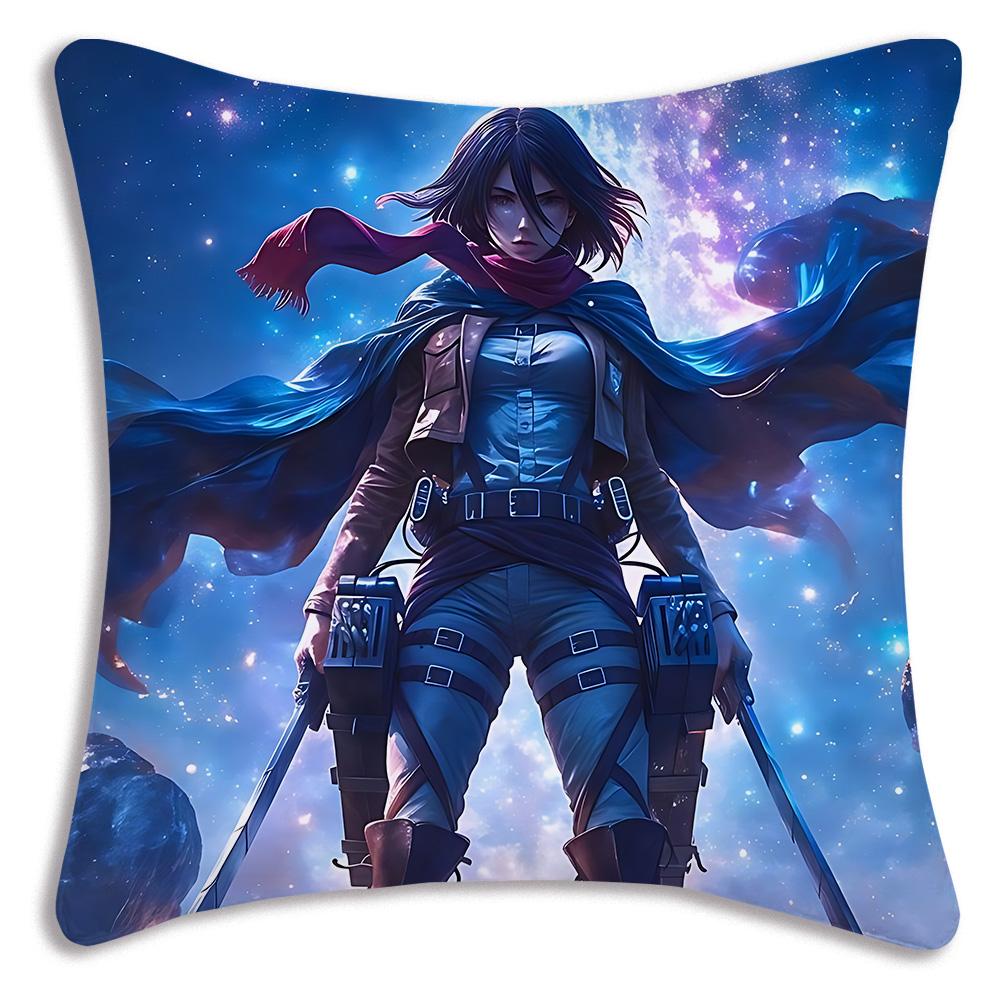 Anime Attacks on Titan Pillow Covers Cartoon Sofa Decorative Home Double-sided Printing Short Plush Cute Cushion Cover