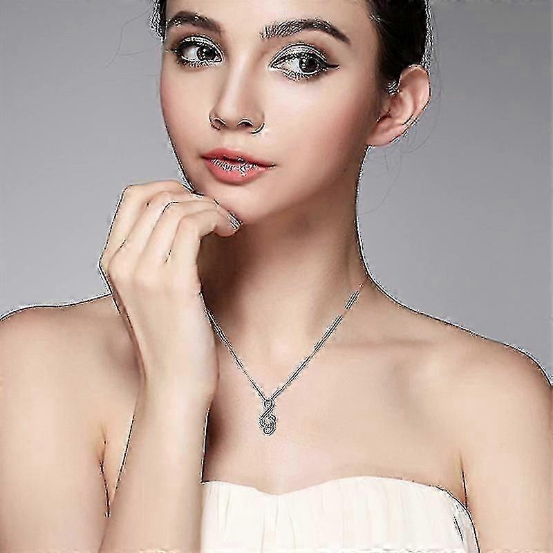 Collar Colgante de Nota Musical de Plata de Ley 925 para Mujer - 18 Pulgadas