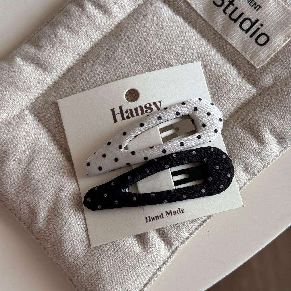 French Black & White Polka Dot Bow Hair Claw – Versatile Fashion Shark Clip