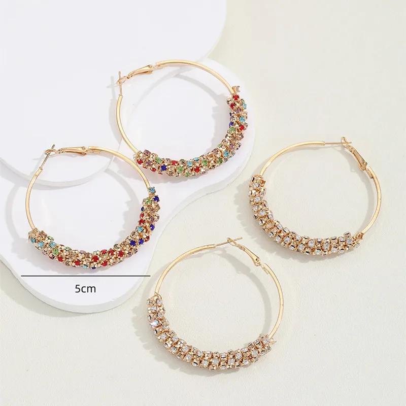Colored Zircon Simple Hoop Earrings For Women Fashionable Personalized Daily Accessory Party Jewelry Birthday Anniversary Gifts