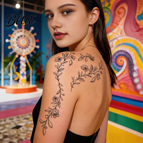 Tatuaggi Temporanei per Gambe 1 Foglio Adesivi per Tatuaggi Impermeabili Fiori Foglie Tatuaggi