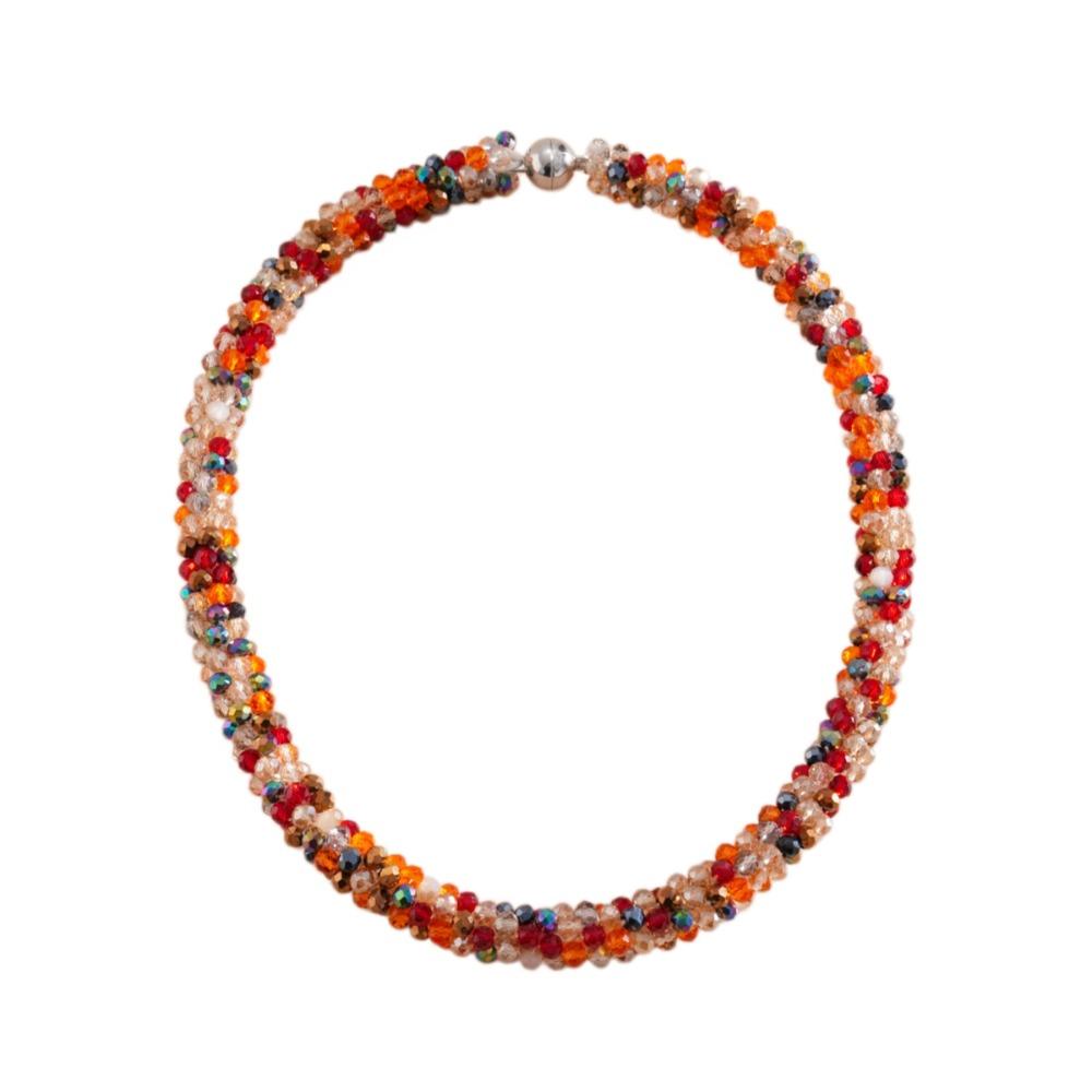 Magnetic Openable Vintage Ethnic Glass Necklace Colored Glass Bead Retro Lovers Choker Ladies